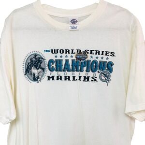 Vintage Florida Marlins Shirt Men XL 2003 World Series Champions Delta Cotton